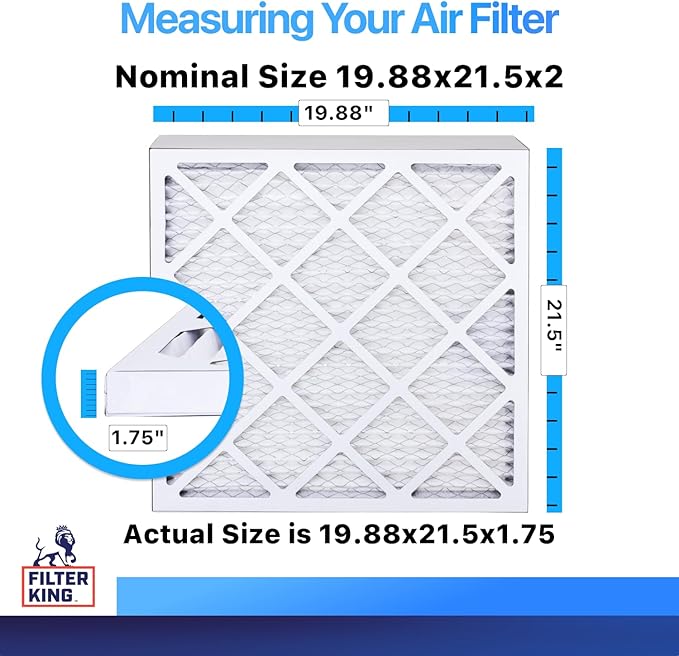 Filter King 19.88x21.5x2 Air Filter | 4-PACK | MERV 8 HVAC Pleated A/C Furnace