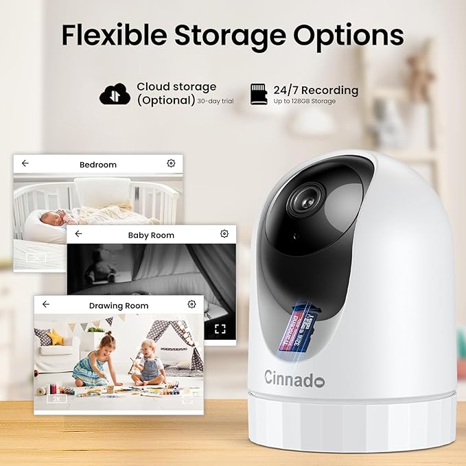 Cinnado 2K Home Security Cameras-2.4Ghz WiFi Indoor Camera (4Pack)