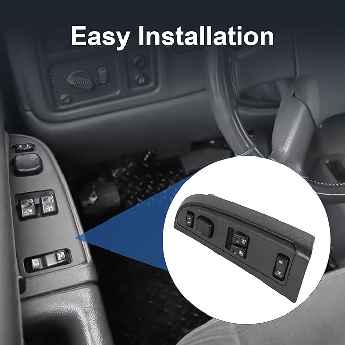 DICMIC Front Driver Side Master Power Window Switch and Door Lock & Black Bezel