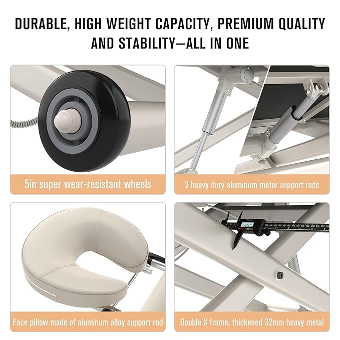 Heavy Duty Electric Massage Table, Electric Lift and Electric Backrest 2 Motor