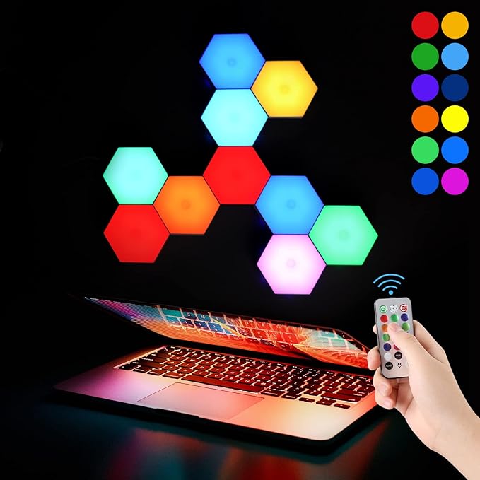 Vcwtty Hexagon Lights, Smart LED Wall Lights (12 Pack)
