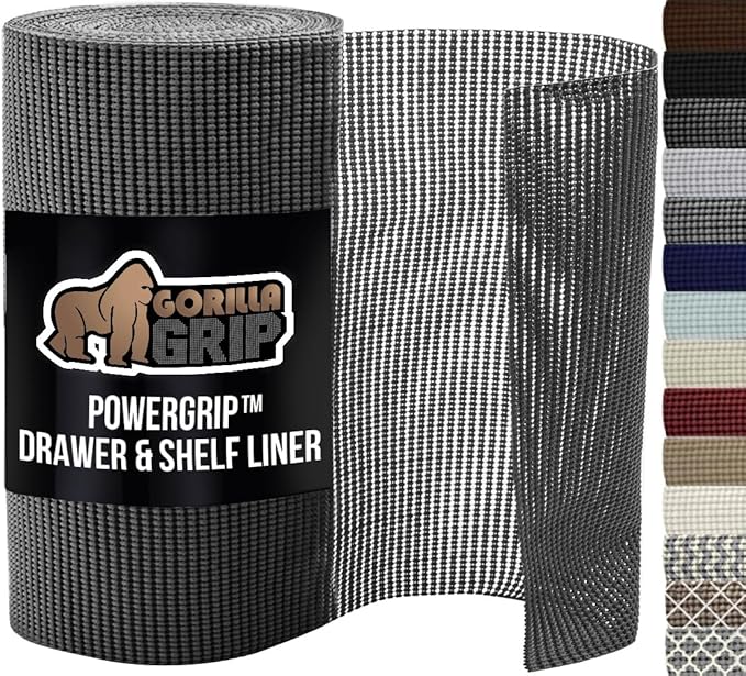 GORILLA GRIP powerGRIP Drawer Shelf and Cabinet Liner, Thick Strong Hold