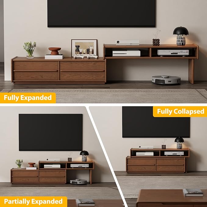 YQJJGL Solid Wood TV Stand for TVs up to 65 Inch， Walnut TV Stand