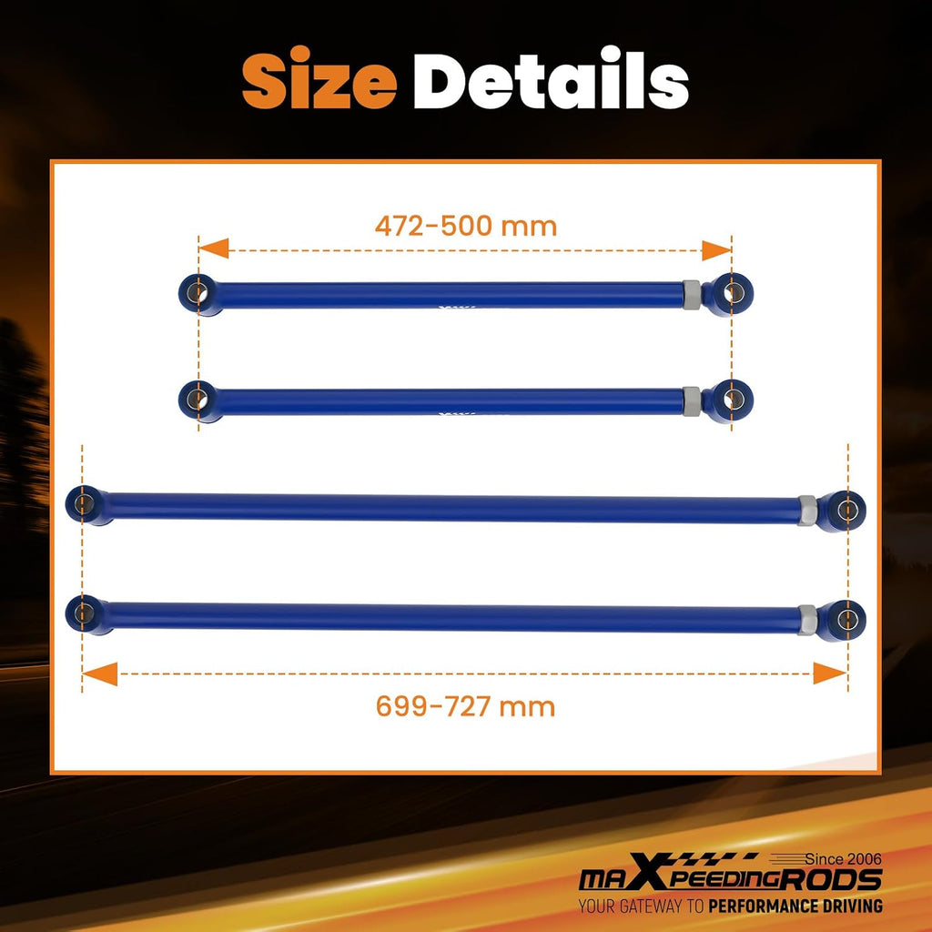 maXpeedingrods Triangulated 4 Link Kit for Chevy S10 Pickup 1994-2004 Rear Suspension 28" Steel Bar for Truck Adjustable