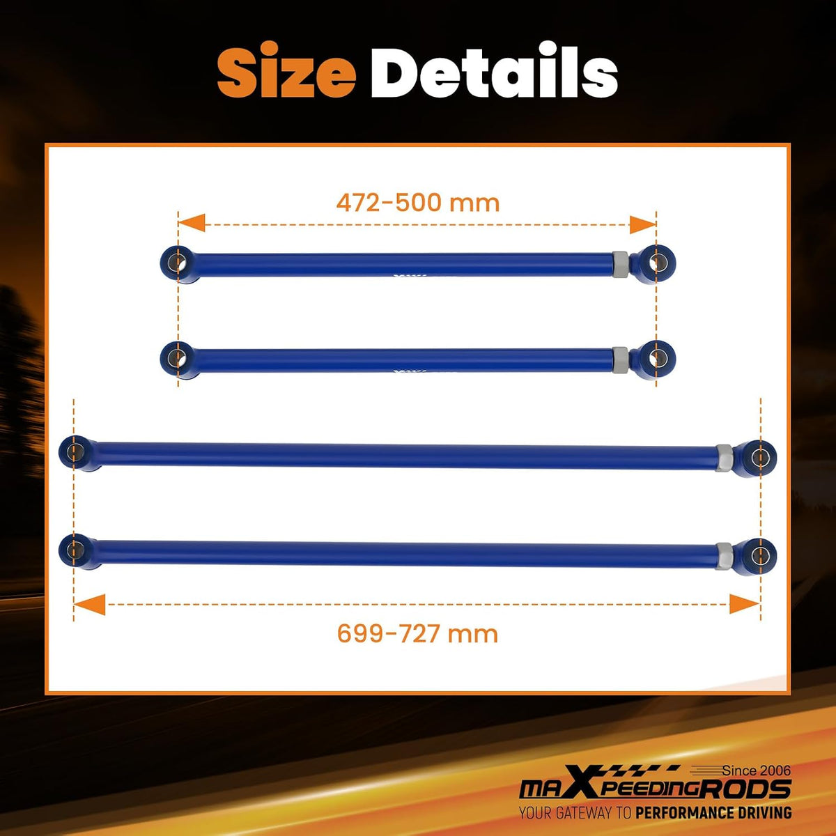 maXpeedingrods Triangulated 4 Link Kit for Chevy S10 Pickup 1994-2004 Rear Suspension 28" Steel Bar for Truck Adjustable