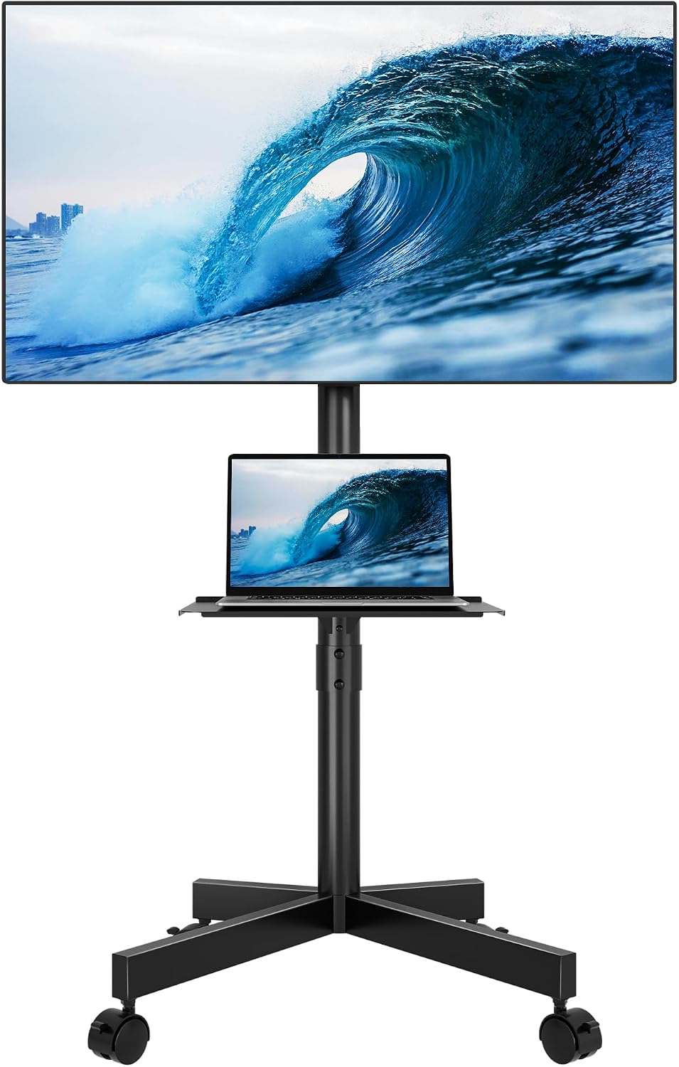 bontec rolling tv stand for 23-65 inch tvs,mobile shown in use