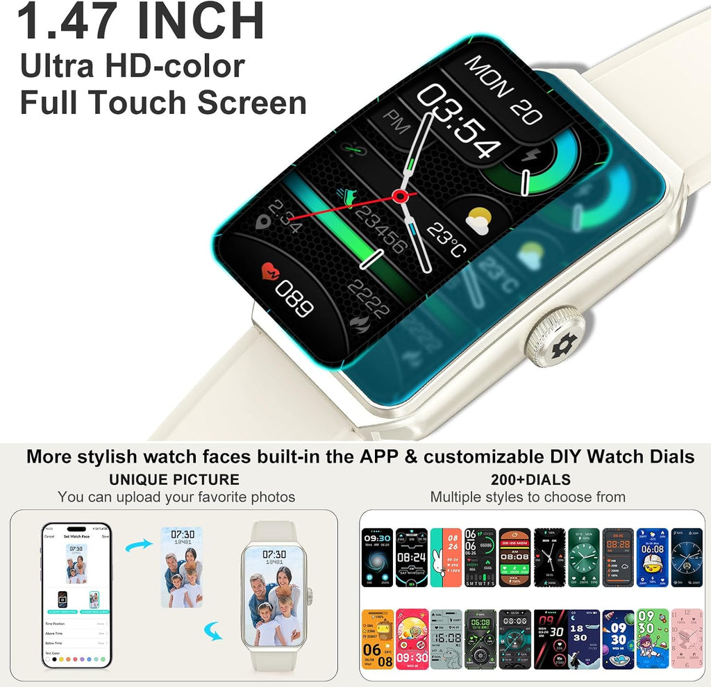 Fitness Tracker, Step Counter with 24/7 Heart Rate Blood Oxygen Sleep Monitor, Fitness Watch with 100+ Sports Modes, Waterproof Activity Smart Watches for Women Men Android iOS