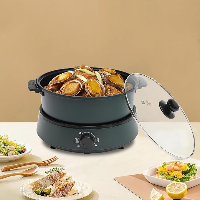 4L/4.2Qt Electric Hot Pot, 1350w 110v Portable Electric Pan Non Stick Removable