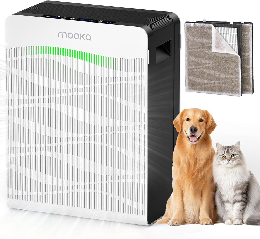 MOOKA Air Purifier for Home Pet Large Room 2800Ft² Dual Washable Pre-Filter