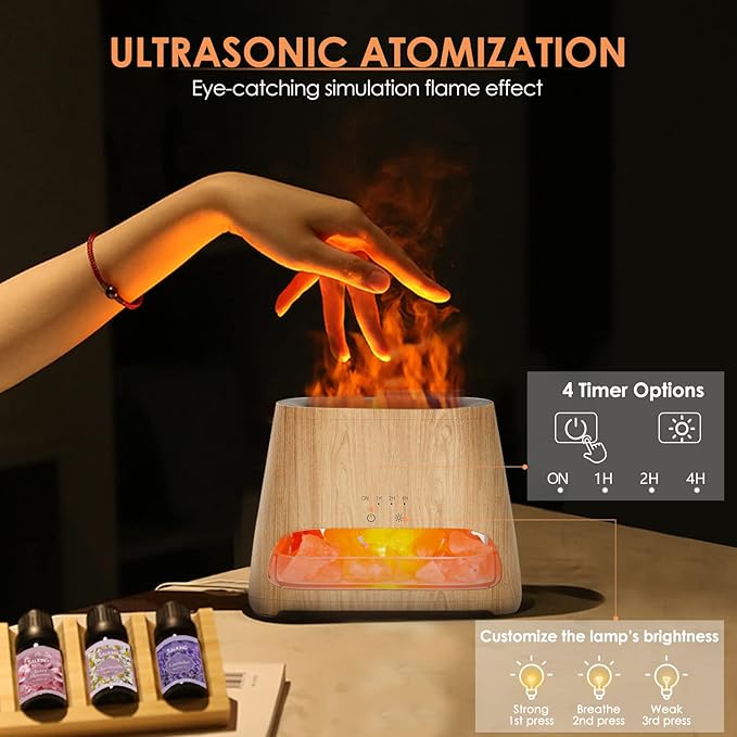 SALKING 2-in-1 Ultrasonic Essential Oil Diffuser & Himalayan Salt Lamp