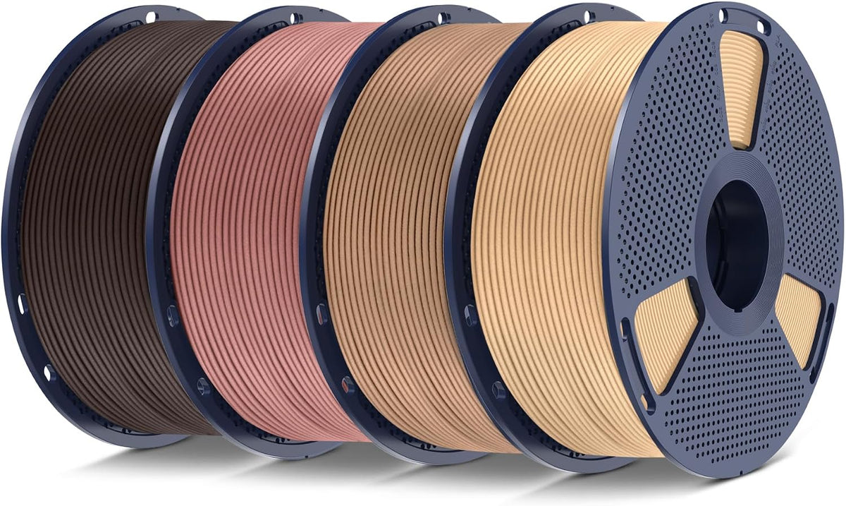 SUNLU Real Wood Fiber PLA Filament, 4kg in Total, 1kg per Spool, 4 Pack