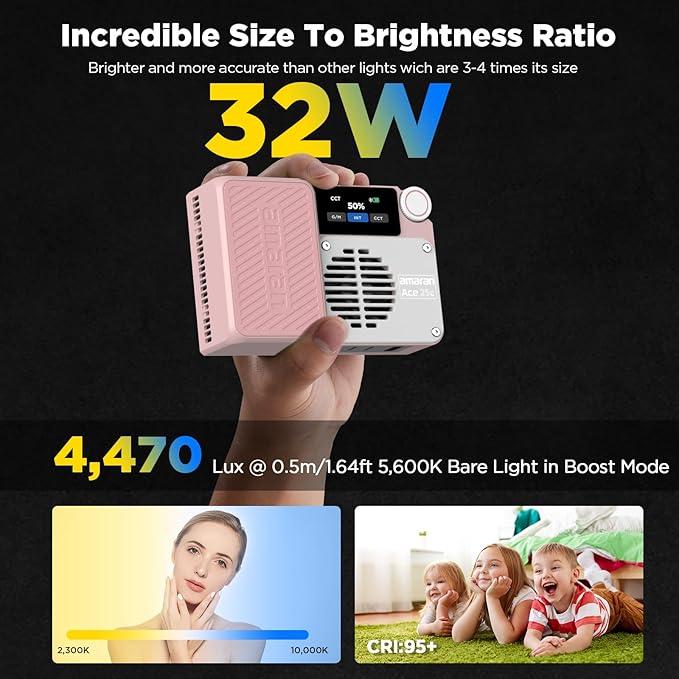 Amaran Ace 25c Pocket RGBWW LED Light, Boost Mode Up to 32W, Full-Color Mini