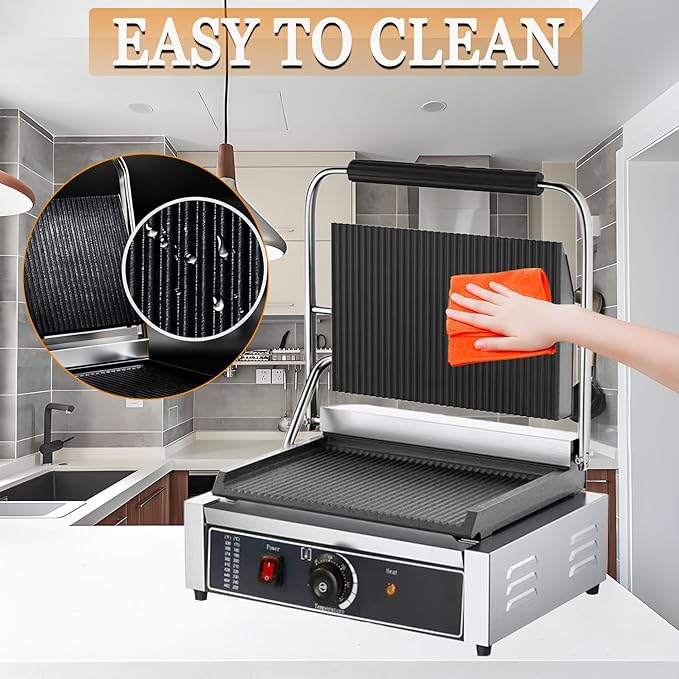 CTJ Commercial Panini Press Stainless Steel Electric Sandwich Maker - 2200W