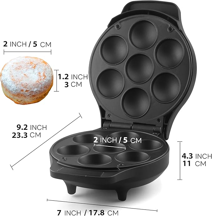 Mini Stuffed Pancakes Maker, Electric Ebleskiver Poffertjes Maker Pan, Danish