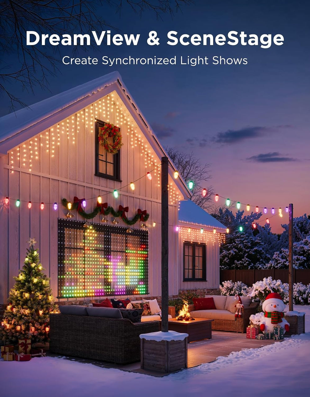 Govee C9 String Lights, Outdoor Halloween Christmas Lights, 49ft