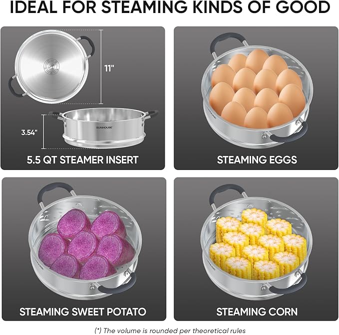 SUNHOUSE - 5.5 Quart Steamer Pots