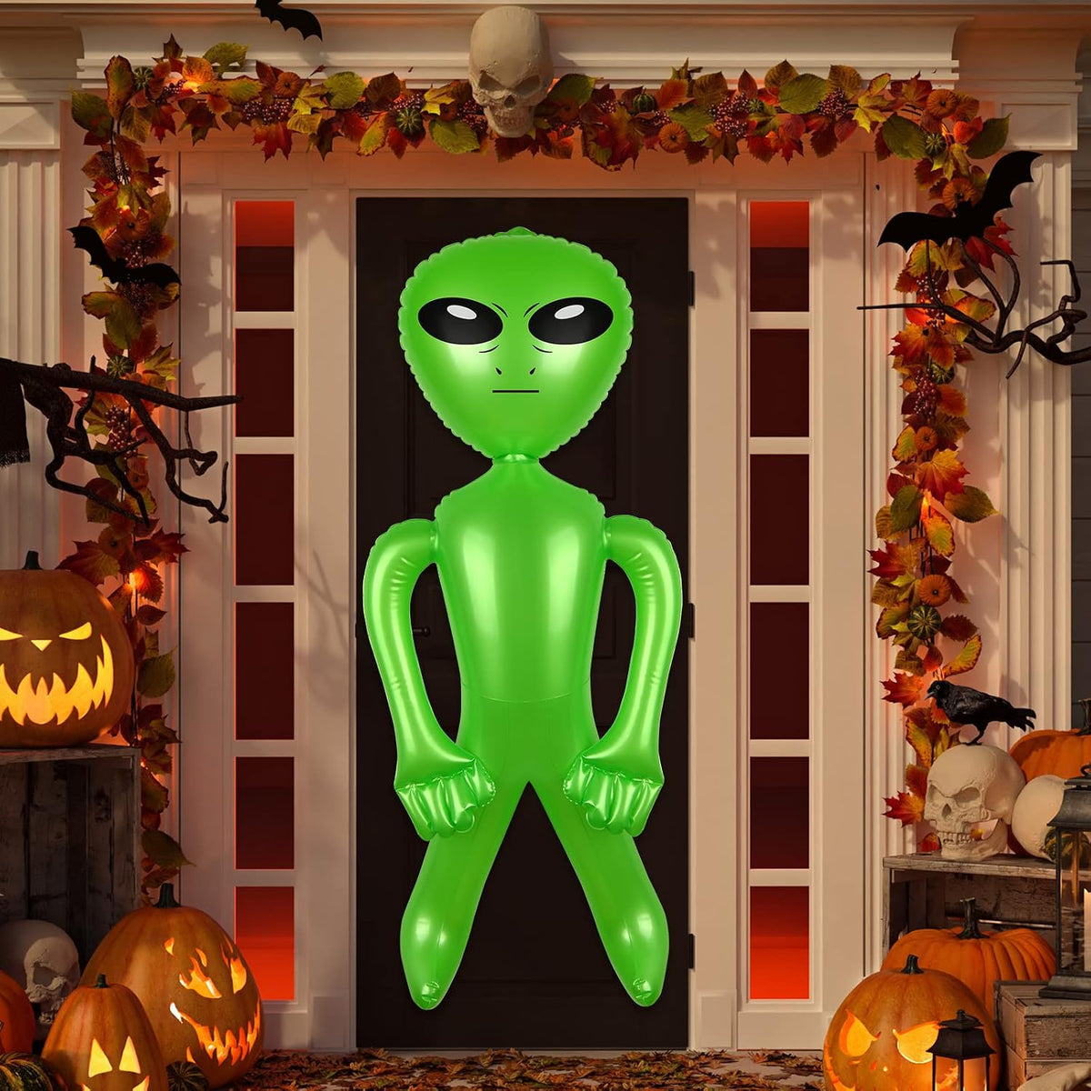 6 Pack 63 Inch Giant Inflatable Alien 31.5 Inch Jumbo Blow Up Alien Green Inflatable Balloon for Space Party Decorations UFO Theme Spaceship Party Birthday Halloween Easter Christmas Home