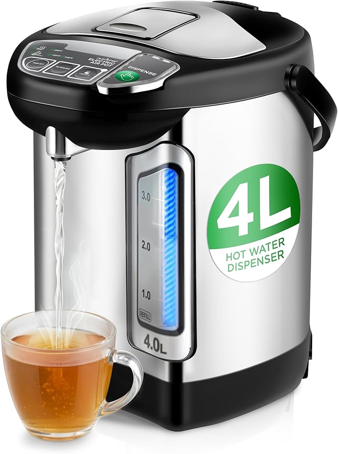 NutriChef Electric Water Boiler and Warmer - 4L/4.2Qt Stainless Steel Electric