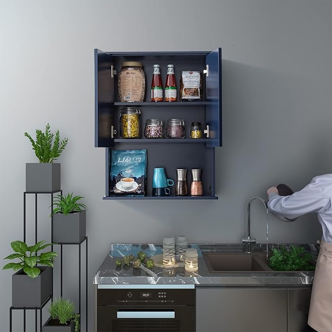 Navy Blue Bathroom Cabinet Wall Mounted