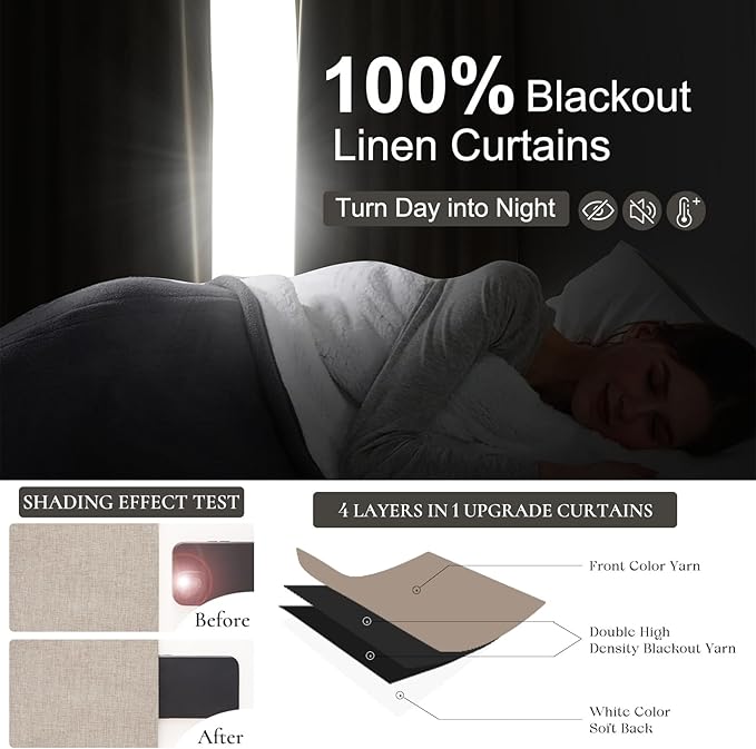 Extra Long Faux Linen Curtains 132 Inches Long