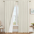 LAMIT 100% Blackout Curtains for Living Room, 95 Inch Linen Textured Thermal
