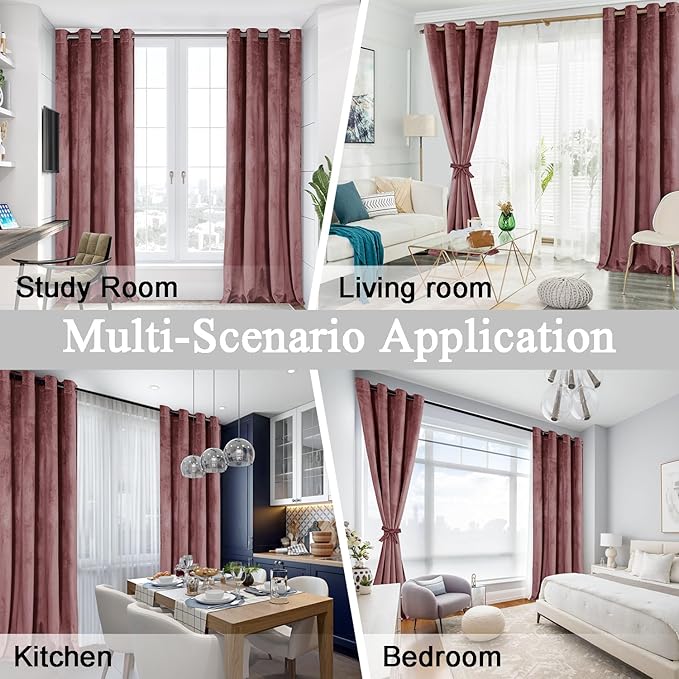 JIUZHEN Velvet Curtains 90 inches Long (Set of 2)