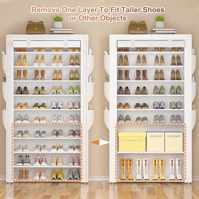 OYREL Shoe Rack 10Tier Large Capacity 50-56Pairs Beautiful Tall Shoe Shelf Free