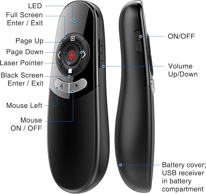 DINOSTRIKE 2 in 1 Type C and USB Presentation Clicker