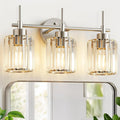 EJIAXIN 3 Light Crystal Bathroom Light Fixtures, Brushed Nickel Vanity Mirror