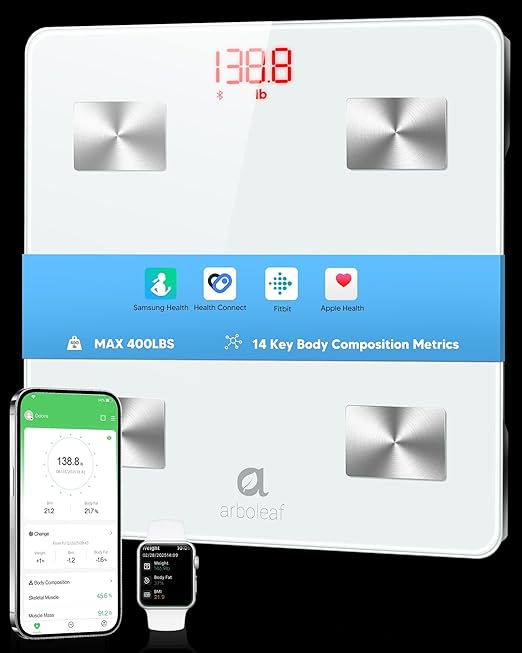 arboleaf Smart Scale for Body Weight and Fat, Body Composition Analyzer