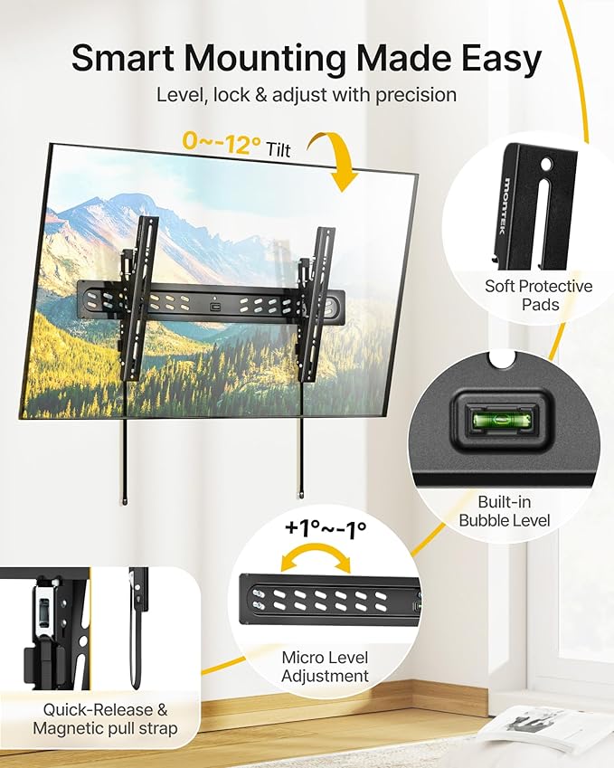 monTEK Ultra Slim Tilting TV Wall Mount Bracket