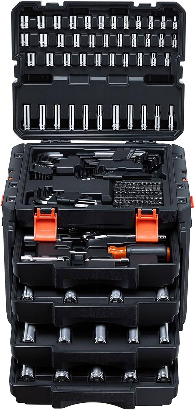 VEVOR Mechanics Tool Set, 256-Piece Mechanic Tool Kit, 1/4 in, 3/8 in, and 1/2