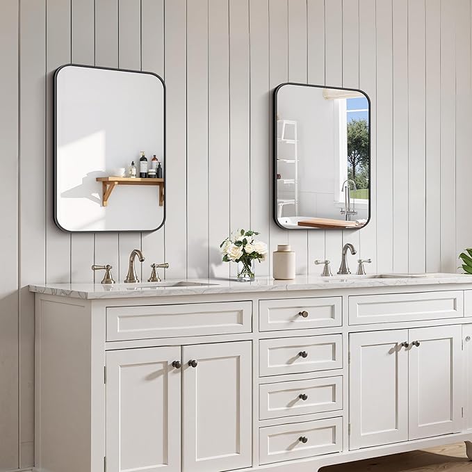 FORBATH Black Bathroom Mirror for Over Sink, Wall Mirror 16x24 Inch
