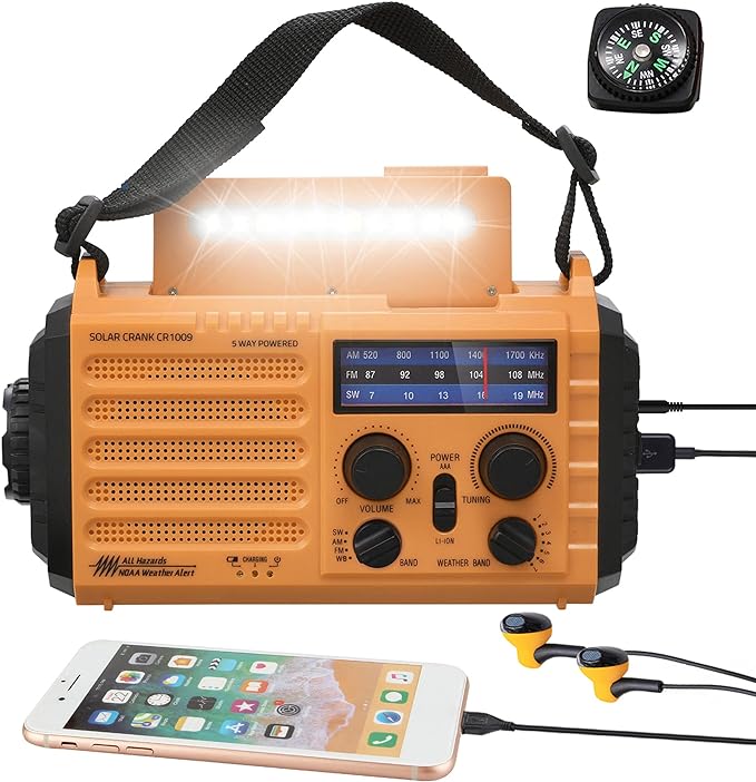 NOAA Weather Radio AM/FM/Shortwave, 5 Way Powered Emergency Radio