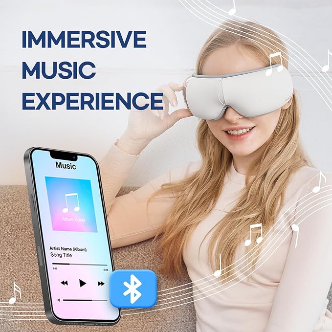 HubiCare Eye Massager with Heat, and Music Helps Relieve Strain, Dark Circles