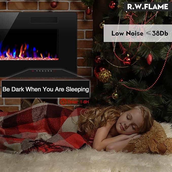 R.W.FLAME 68 inch Recessed and Wall Mounted Electric Fireplace, Ultra Thin and