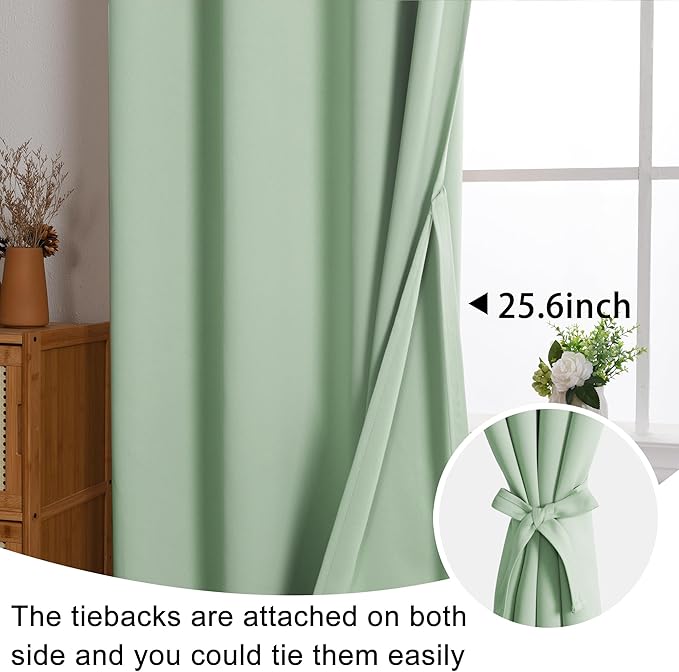JIUZHEN Aqua Blackout Curtains (Set of 2)