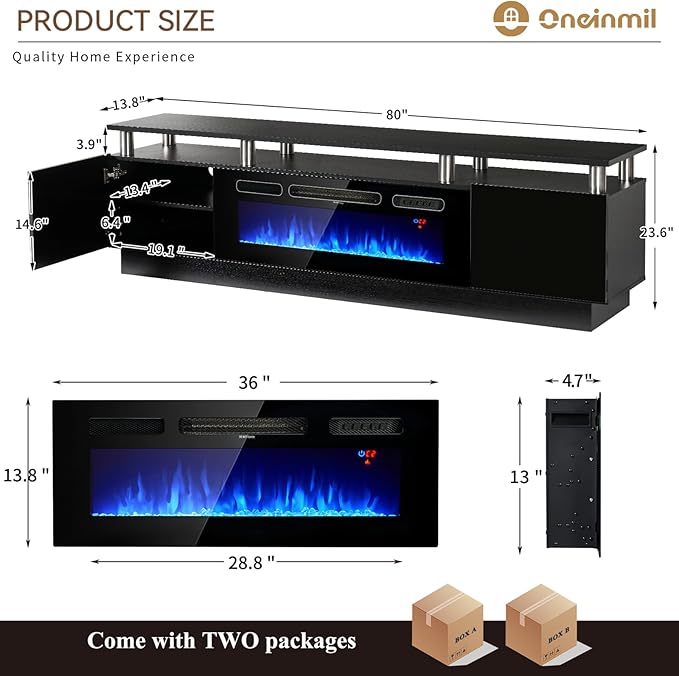 oneinmil Fireplace TV Stand