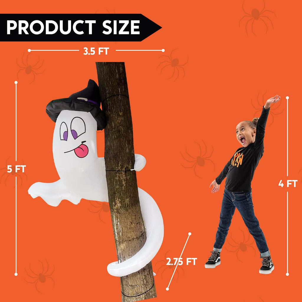 Joiedomi Halloween Inflatables Outdoor Decorations, Inflatable Ghost Halloween Decor Outdoor, Blow Up Ghost Twining Around Tree with Build-in LEDs for Yard Decorations