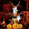 GOOSH 12 FT Halloween Inflatables Tree Outdoor Decorations Blow Up Yard Scary Dead Tree with Pumpkin Ghost Tombstone with Built-in LEDs for Garden Lawn Indoor Party Decor