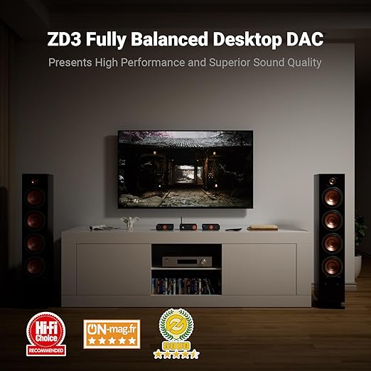 Fosi Audio ZD3 Desktop DAC Preamp, Fully Balanced Digital to Analog Audio