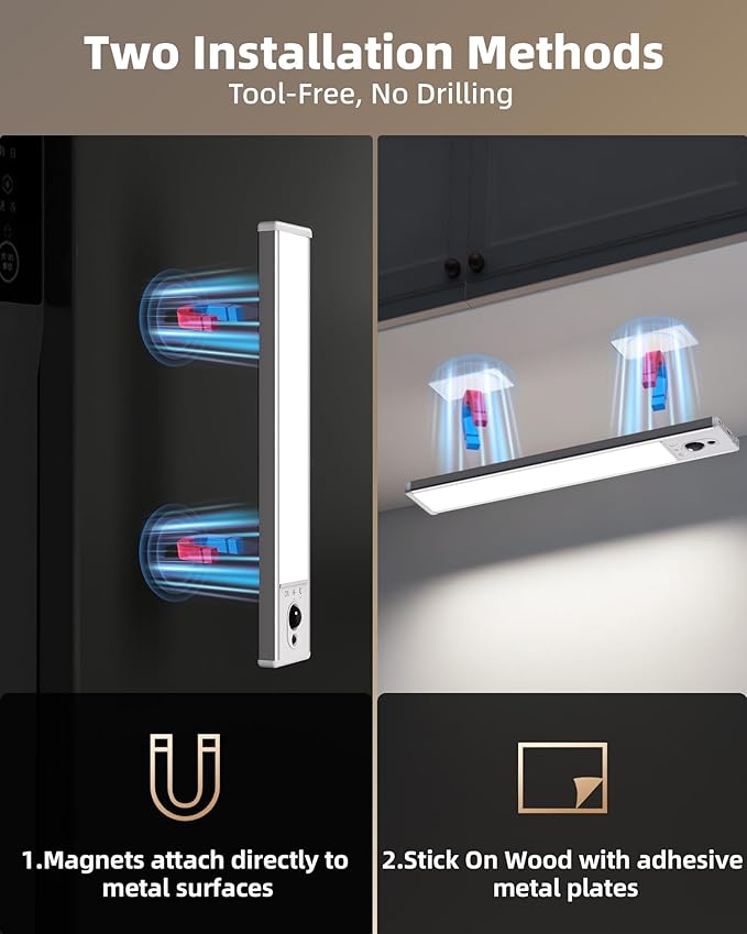EZVALO 5-Pack Under Cabinet Lighting, 2400mAh Motion Sensor Light, LED Closet