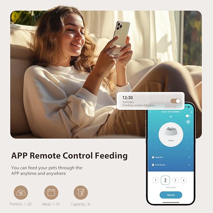 IMIPAW Automatic Cat Feeder, 5G WiFi Cat Food Dispenser
