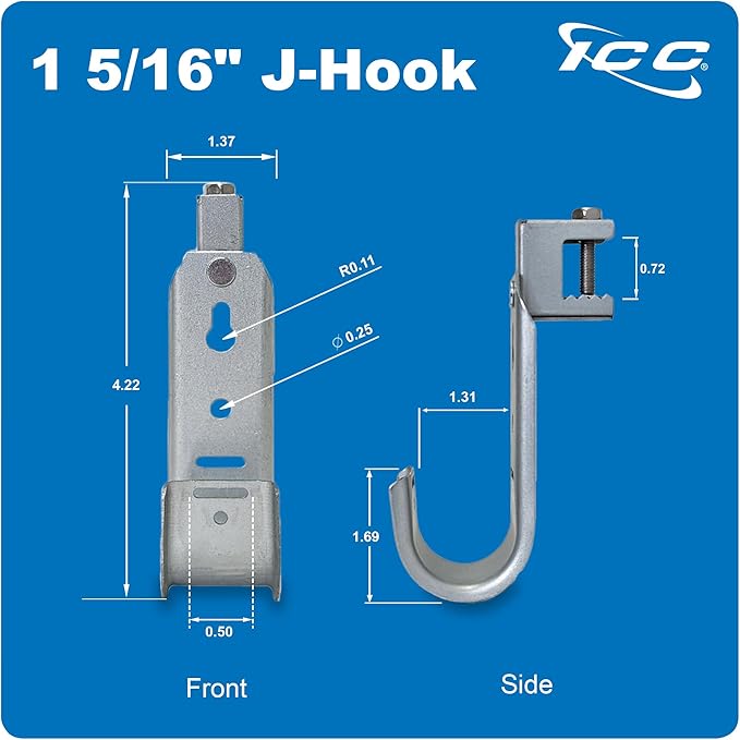 ICC Beam Clamp J Hook 1 5/16” Without Retainer Clip (25 Pack)