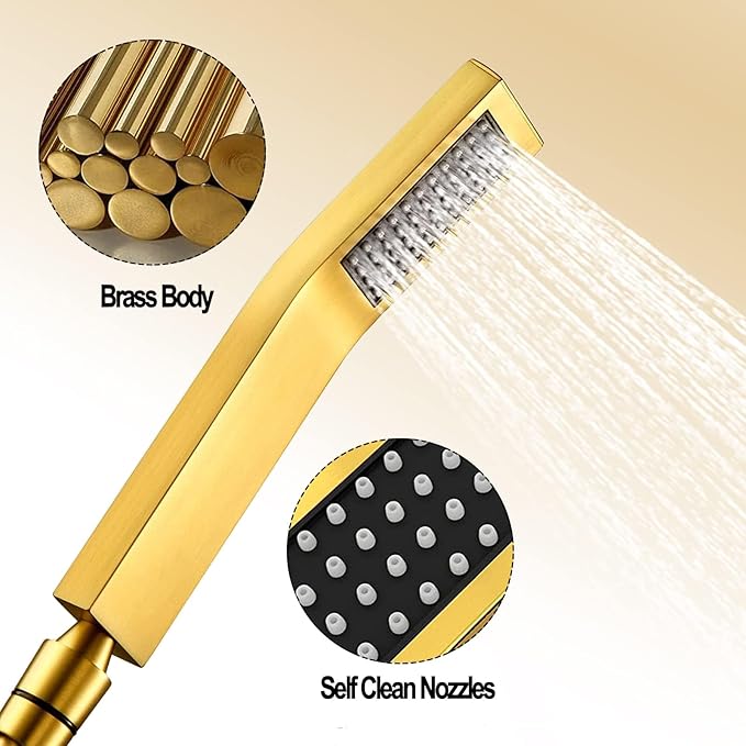 8"High Pressure Square Rain Shower Head and 2-in-1 Hand Shower.Equipped