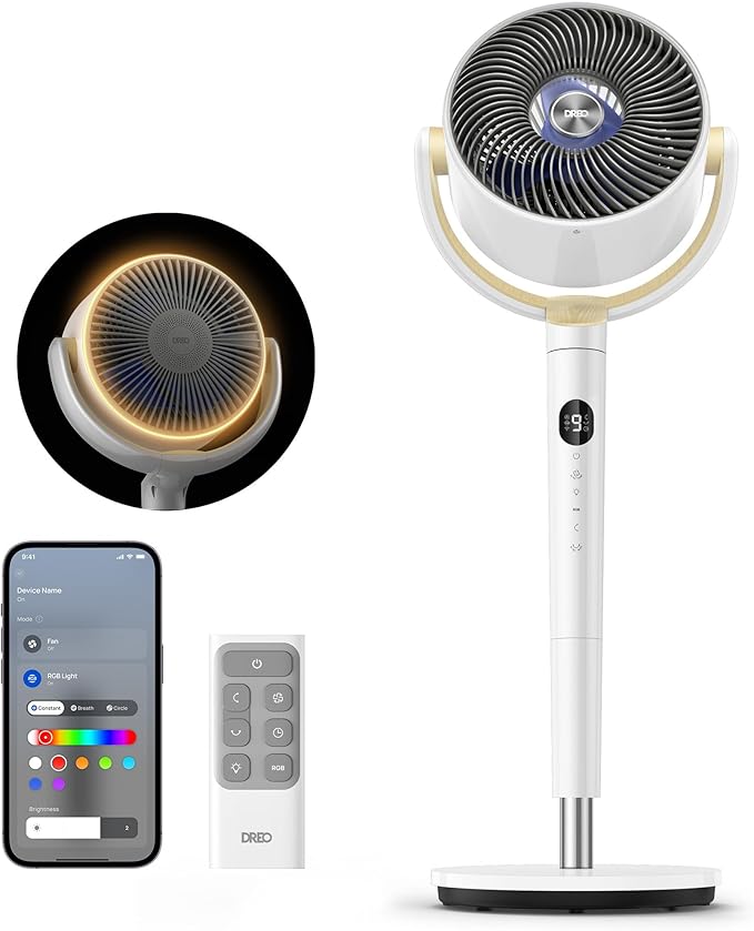 Dreo Smart Fan for Bedroom, 120° +120° Omni-Directional Oscillating Fans