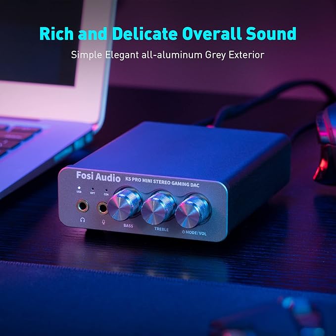 Fosi Audio K5 Pro Gaming DAC Headphone Amplifier Mini Hi-Fi Stereo
