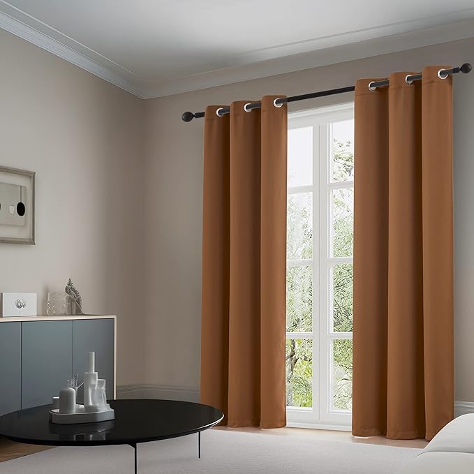 DUALIFE Caramel Brown Blackout Curtains