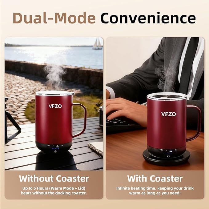Self Heating Coffee Mug, High-Capacity- 18 oz, 180 Min Battery Life, Smart
