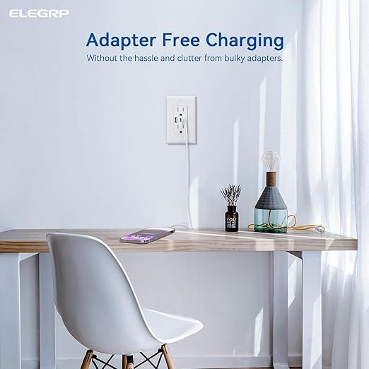 ELEGRP USB Outlets, 15 Amp Wall Outlet (10 Pack)